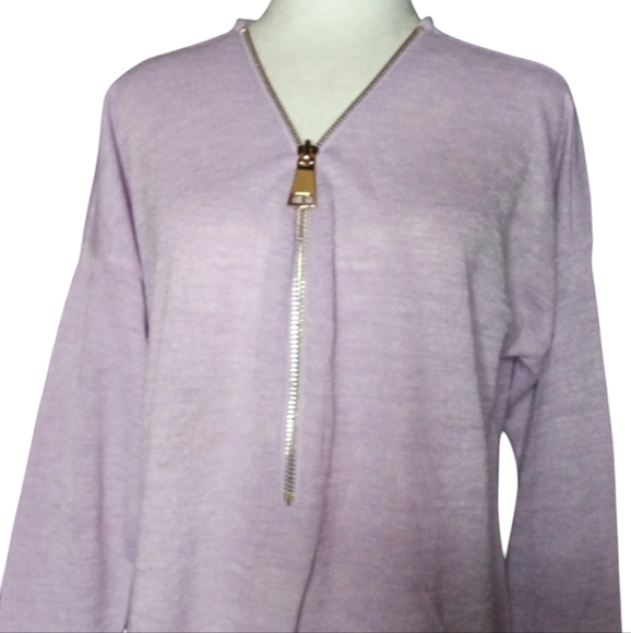 Soft Surroundings Valentina 1/2 Zip Lavender Slub Jersey Tunic Top Size Large - Picture 3 of 7